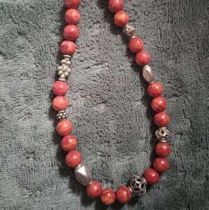 Antique Sterling Silver 925, Coral Necklace